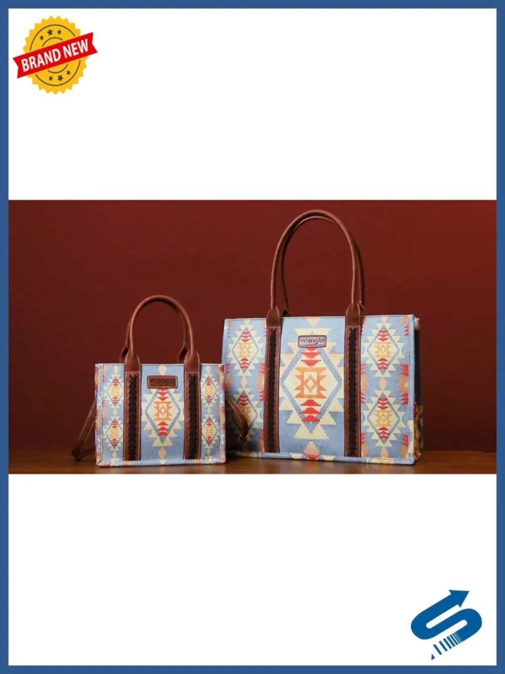Aztec Print Western Tote Bag Crossbody with Detachable Strap Canvas Satchel